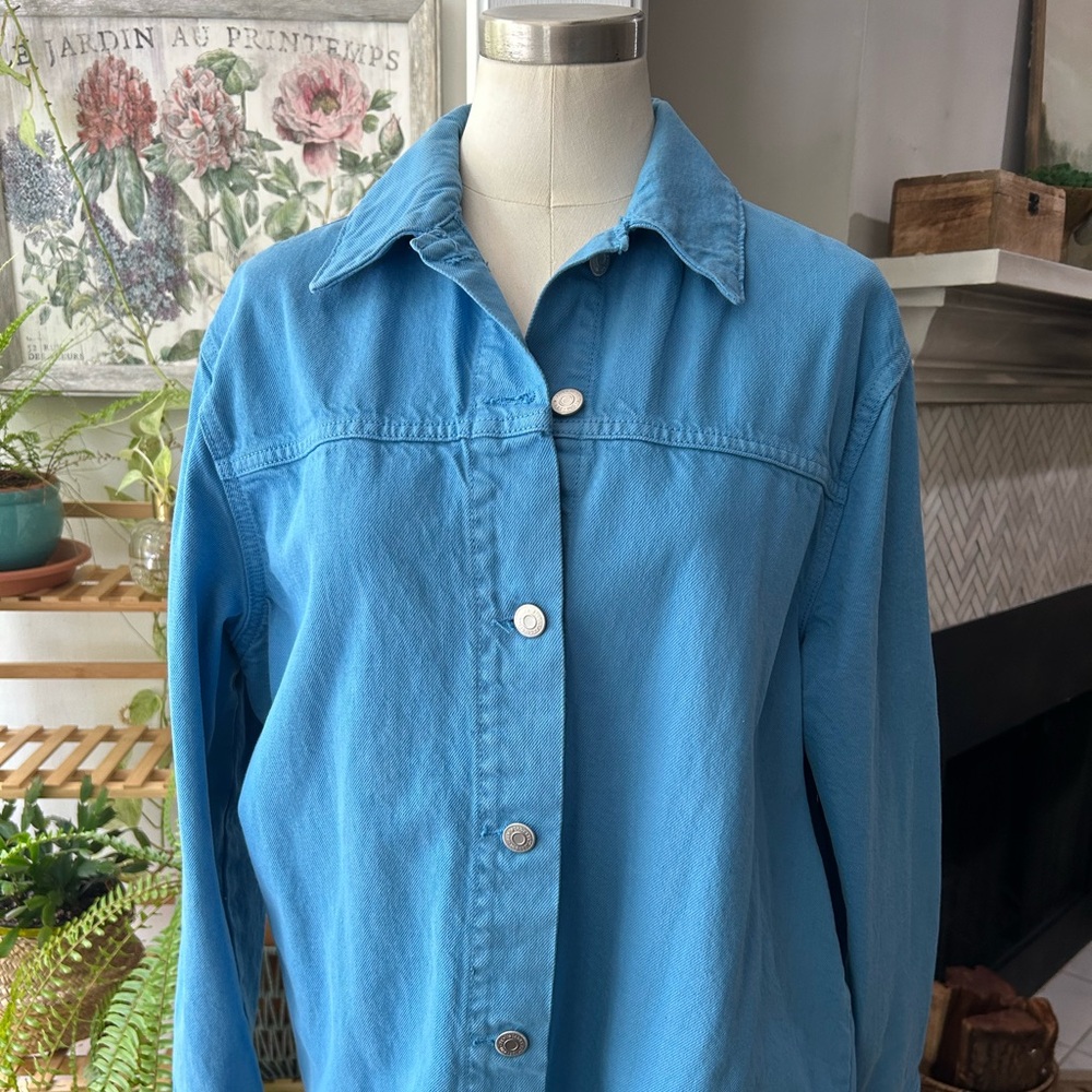 Zara size S Shacket blue color twill denim 100 %cottom